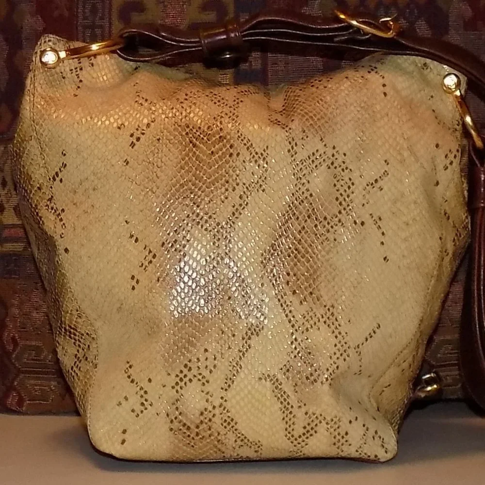 Marino Orlandi bucket bag snake embossed leather Italy - Picture 2 of 16